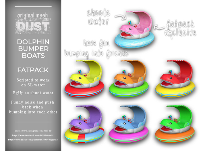 Second Life Marketplace DUST Dolphin Bumper Boats FATPACK